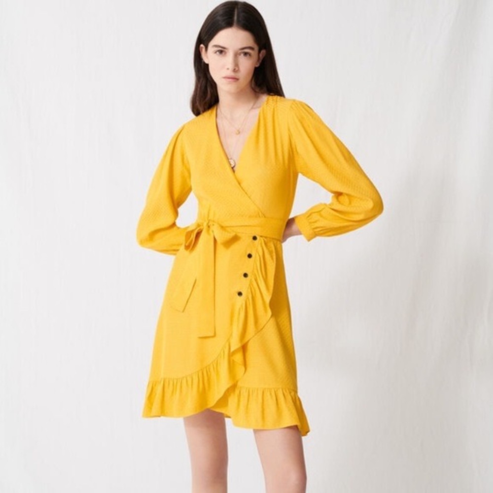 Maje Roseya ruffled wrap dress